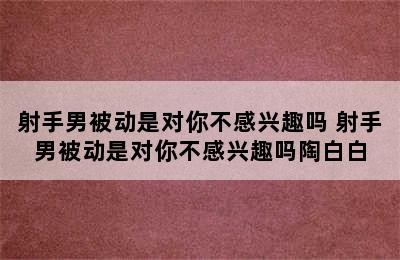 射手男被动是对你不感兴趣吗 射手男被动是对你不感兴趣吗陶白白
